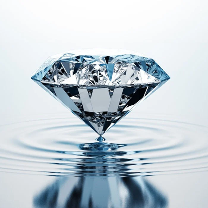 3D rendered diamond on water