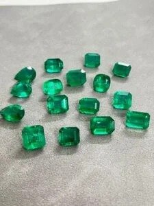 Emerald cut coloured gemstones