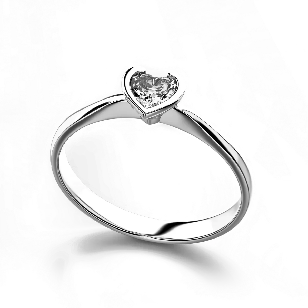 Heart-cut solitaire diamond ring